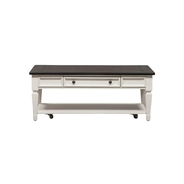 Liberty Allyson Park Rectangular Cocktail Table in Wirebrushed White - Furniture World