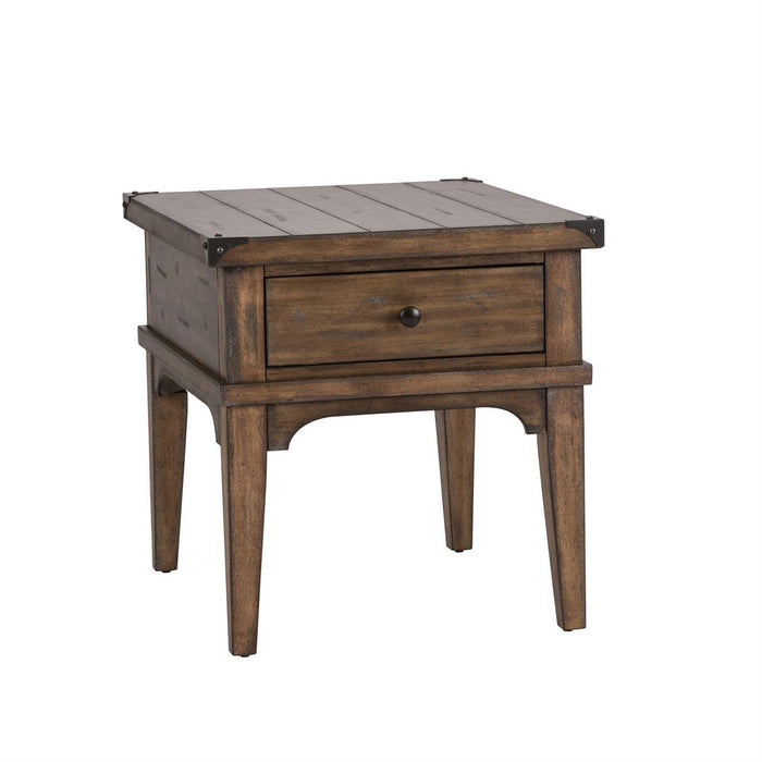 Liberty Aspen Skies End Table in Weathered Brown - Furniture World
