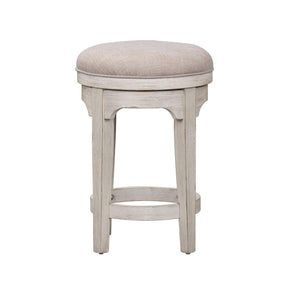 Liberty Farmhouse Reimagined Console Swivel Stool in Antique White - Furniture World