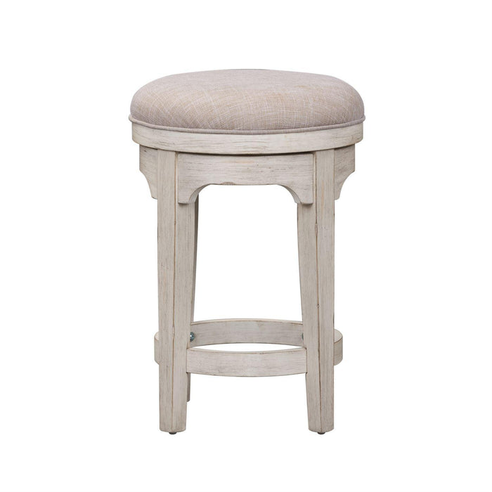 Liberty Farmhouse Reimagined Console Swivel Stool in Antique White - Furniture World