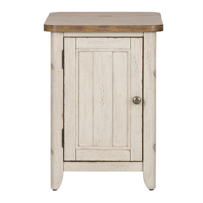 Liberty Farmhouse Reimagined Door Chair Side Table w/ Charging in Antique White - Furniture World