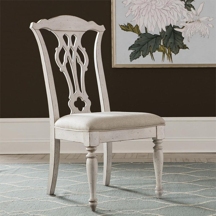 Liberty Furniture Abbey Road Slat Back Side Chair (Set of 2) in Porcelain White - Furniture World