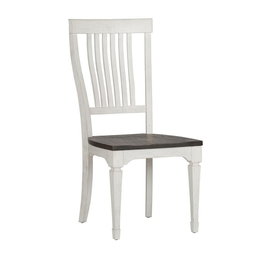 Liberty Furniture Allyson Park Slat Back Side Chair in White with Charcoal (Set of 2) - Furniture World
