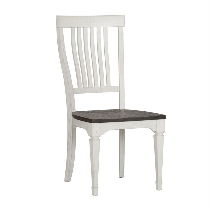 Liberty Furniture Allyson Park Slat Back Side Chair in White with Charcoal (Set of 2) - Furniture World