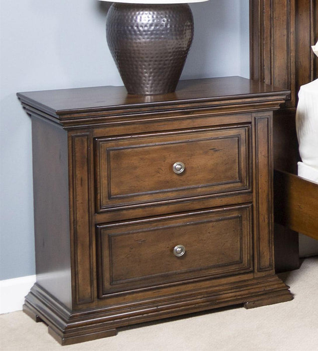 Liberty Furniture Big Valley 2 Drawer Nightstand with Charging Station in Brownstone - Furniture World