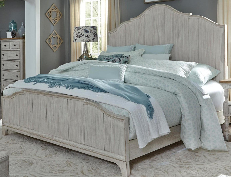 Liberty Furniture Farmhouse Reimagined King Panel Bed in Antique White - Furniture World