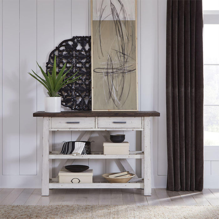 Liberty Furniture Farmhouse Server in White/Oak - Furniture World