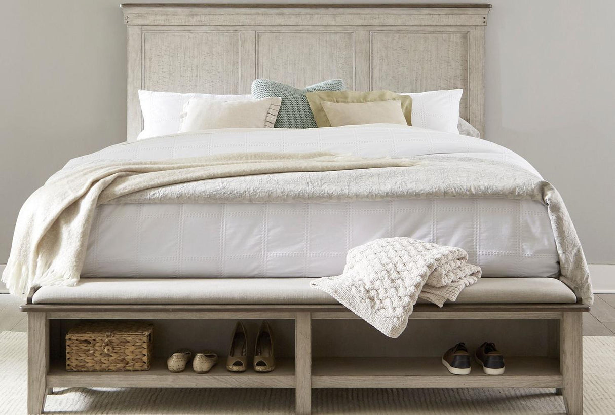 Liberty Furniture Ivy Hollow Queen Storage Bed in Weathered Linen - Furniture World