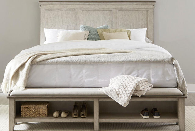 Liberty Furniture Ivy Hollow Queen Storage Bed in Weathered Linen - Furniture World