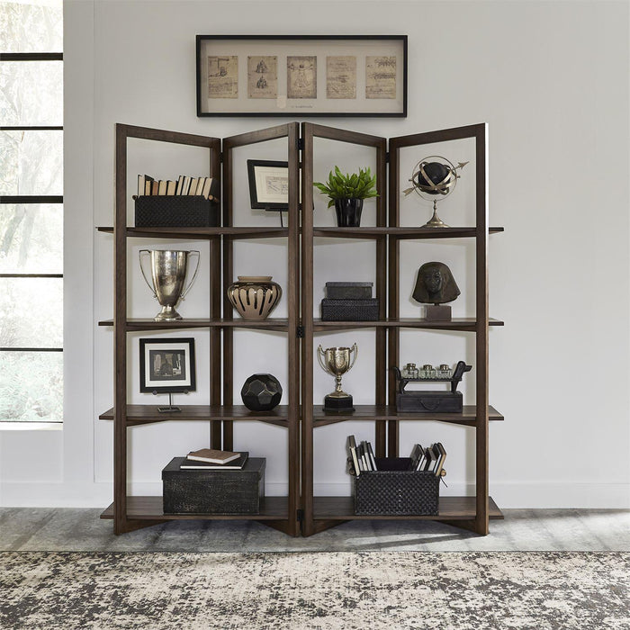 Liberty Furniture Lennox Open Bookcase in Weathered Chestnut - Furniture World