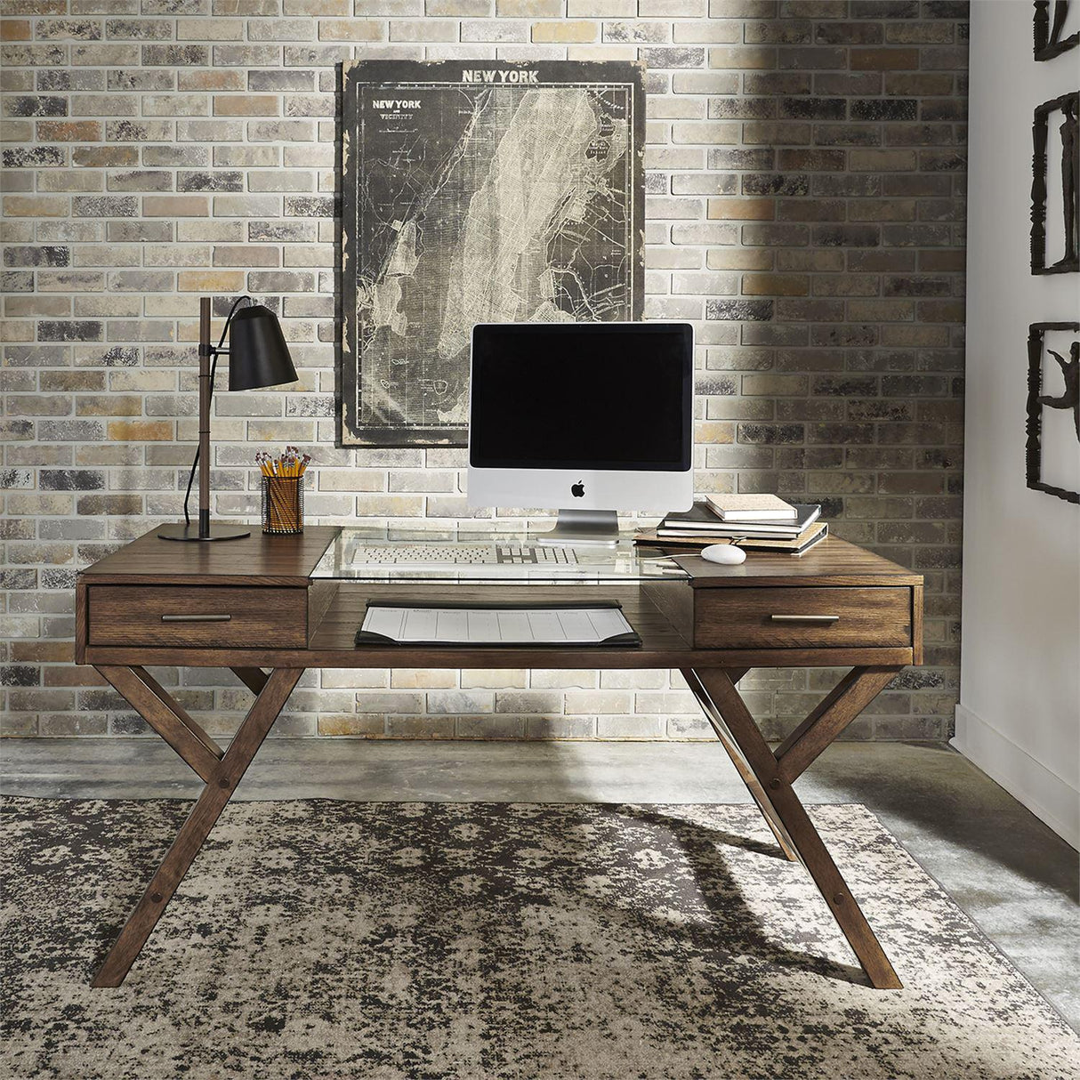 Liberty Furniture Lennox Writing Desk in Weathered Chestnut - Furniture World