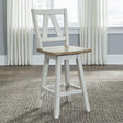 Liberty Furniture Lindsey Farm Counter Height Swivel Chair (RTA) in Weathered White & Sandstone (Set of 2) - Furniture World