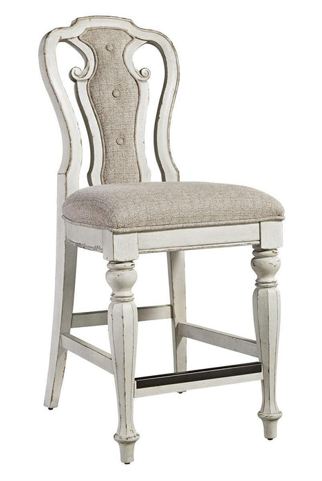 Liberty Furniture Magnolia Manor Upholstered Counter Height Chair in Antique White (Set of 2) - Furniture World
