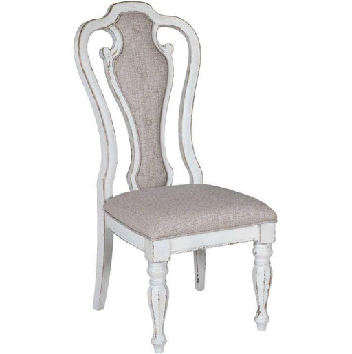 Liberty Furniture Magnolia Manor Upholstered Splat Back Side Chair in Antique White (Set of 2) - Furniture World