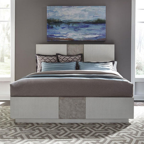 Liberty Furniture Mirage Queen Travertine Panel Bed in Wirebrushed White - Furniture World
