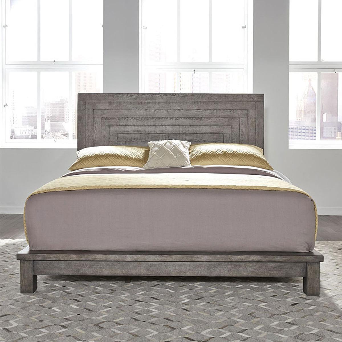 Liberty Furniture Modern Farmhouse King Platform Bed in Dusty Charcoal - Furniture World