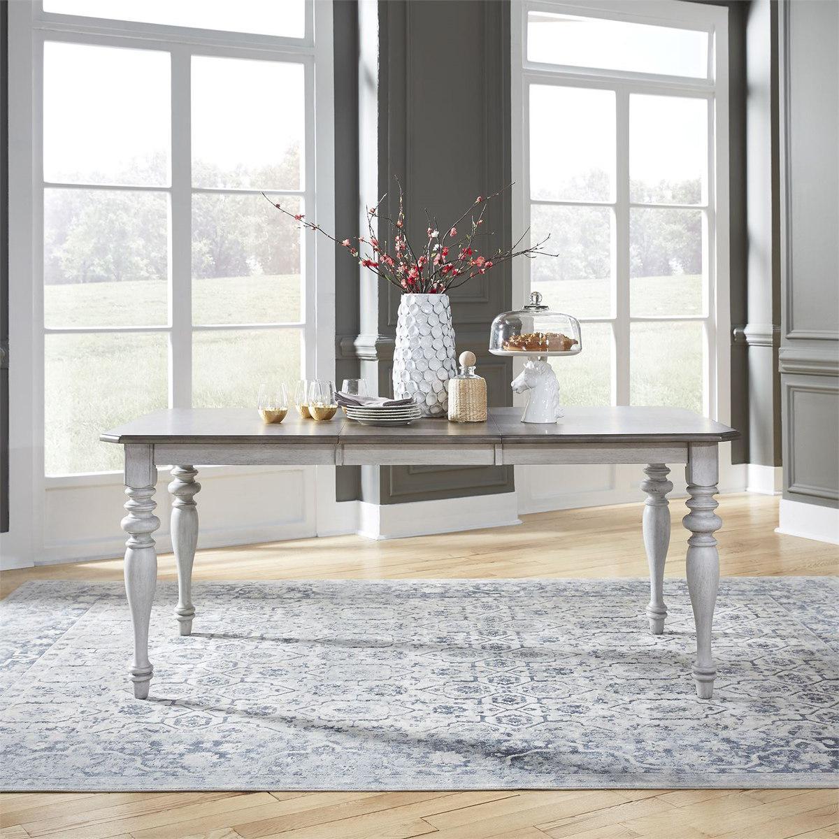 Liberty Furniture Ocean Isle Rectangular Leg Table in Antique White with Weathered Pine - Furniture World