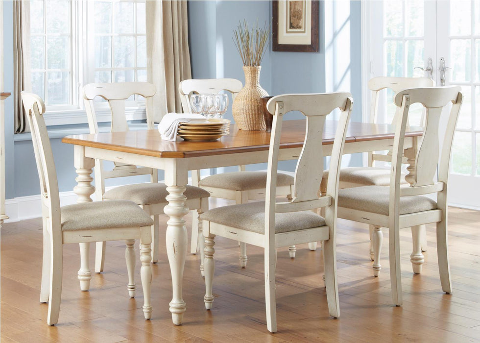 Liberty Furniture Ocean Isle Rectangular Leg Table in Bisque with Natural Pine - Furniture World