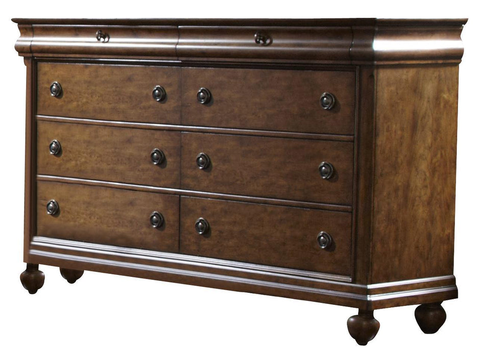 Liberty Furniture Rustic Traditions 8 Drawer Dresser in Rustic Cherry - Furniture World
