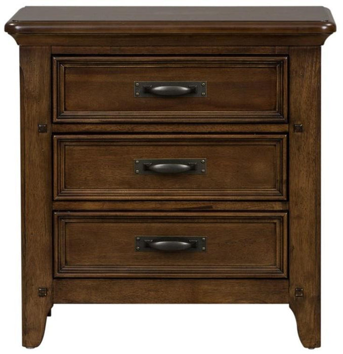 Liberty Furniture Saddlebrook 3 Drawer Nightstand in Tobacco Brown - Furniture World