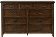 Liberty Furniture Saddlebrook 9 Drawer Dresser in Tobacco Brown - Furniture World