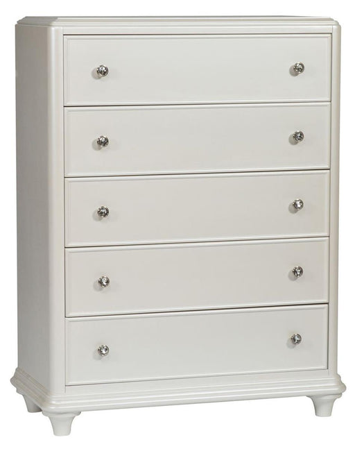 Liberty Furniture Stardust 5 Drawer Chest in Iridescent White - Furniture World