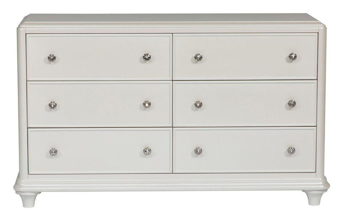Liberty Furniture Stardust 6 Drawer Dresser in Iridescent White - Furniture World