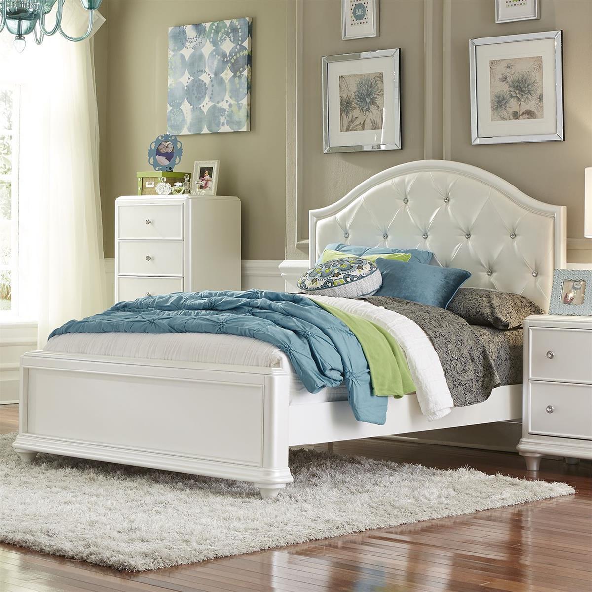Liberty Furniture Stardust Full Panel Bed in Iridescent White - Furniture World