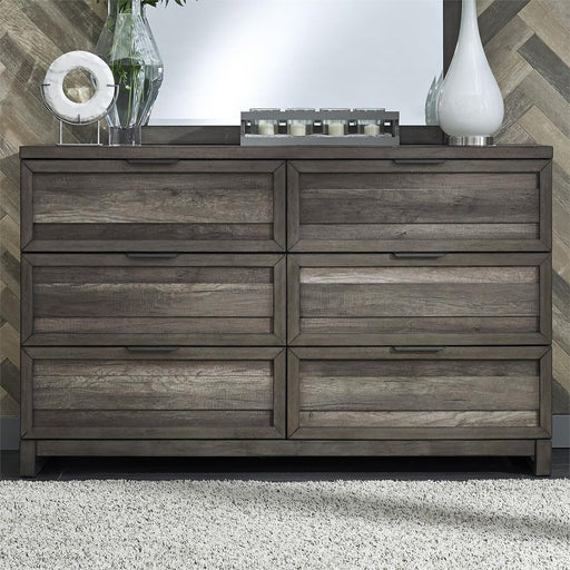 Liberty Furniture Tanners Creek 6 Drawer Dresser in Greystone - Furniture World