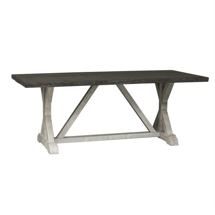 Liberty Furniture Willowrun Trestle Dining Table in Rustic White - Furniture World