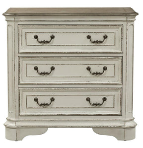 Liberty Magnolia Manor 3 Drawer Bedside Chest in Antique White SHIP TIME IS 4 WEEKS - Furniture World