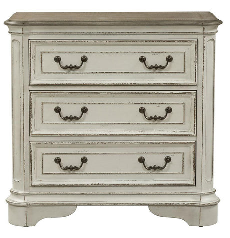 Liberty Magnolia Manor 3 Drawer Bedside Chest in Antique White SHIP TIME IS 4 WEEKS - Furniture World