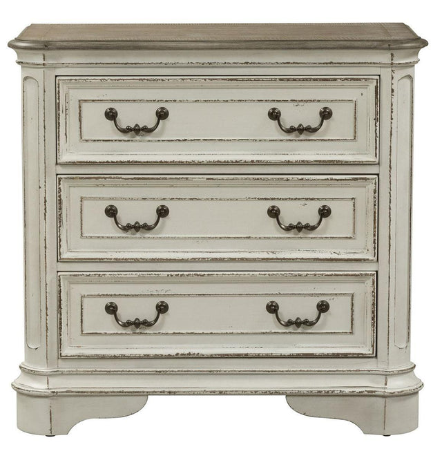 Liberty Magnolia Manor 3 Drawer Bedside Chest in Antique White SHIP TIME IS 4 WEEKS - Furniture World