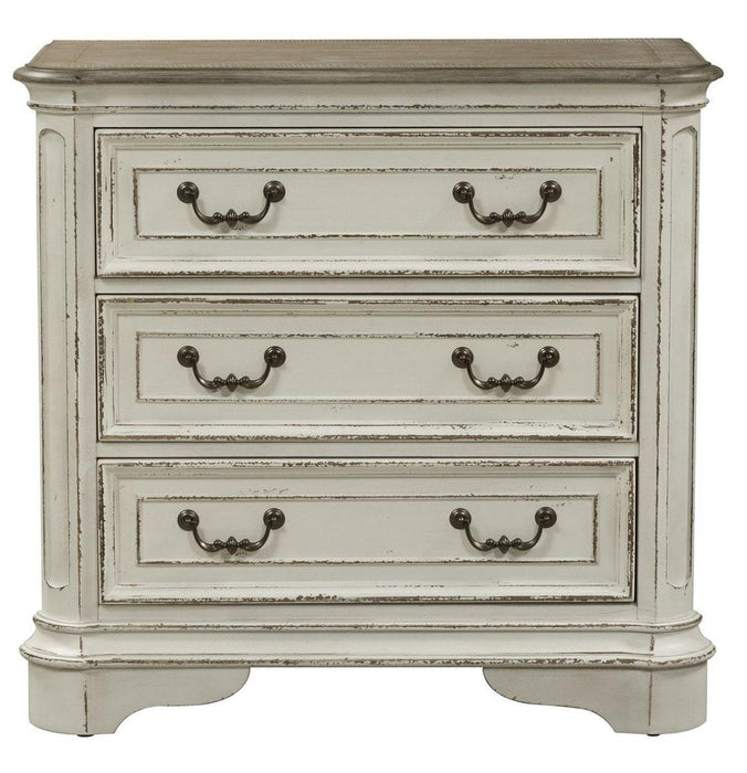 Liberty Magnolia Manor 3 Drawer Bedside Chest in Antique White SHIP TIME IS 4 WEEKS - Furniture World