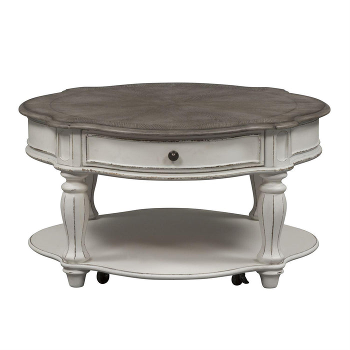 Liberty Magnolia Manor Round Cocktail Table in Antique White - Furniture World