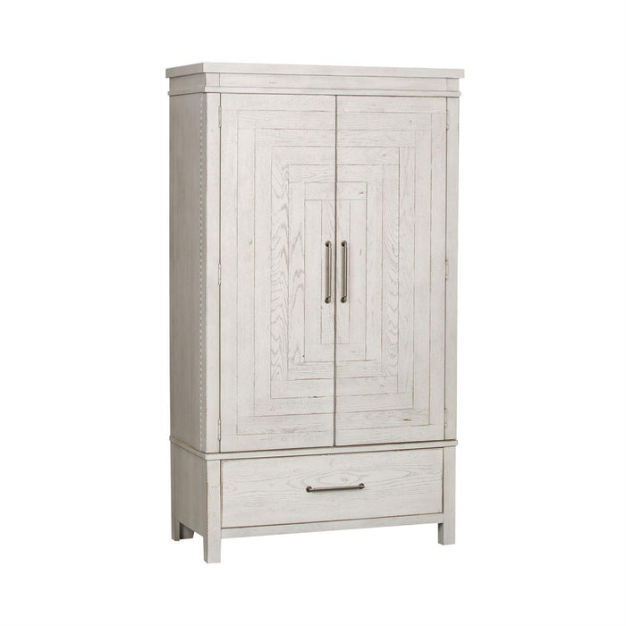 Liberty Modern Farmhouse Armoire in White - Furniture World