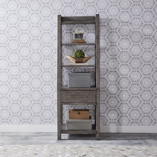 Liberty Modern Farmhouse Leaning Bookcase in Dusty Charcoal - Furniture World