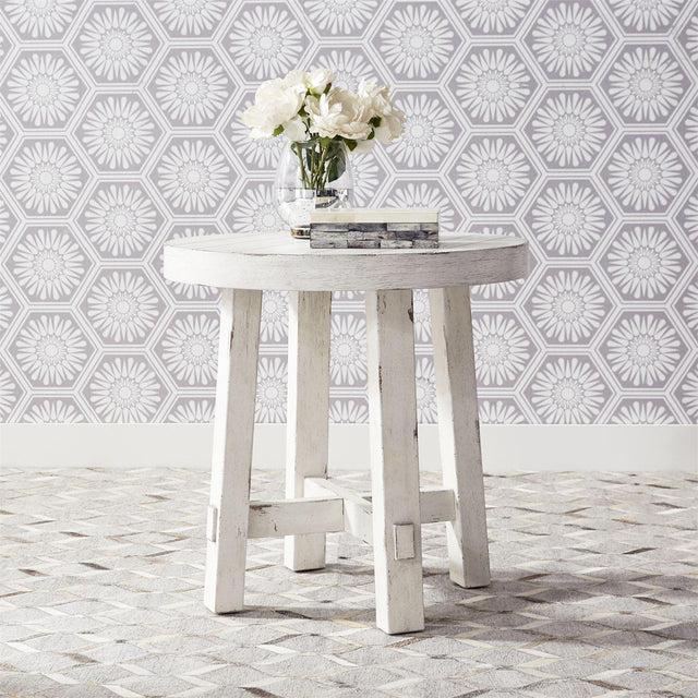 Liberty Modern Farmhouse Splay Leg Round End Table in Flea Market White - Furniture World