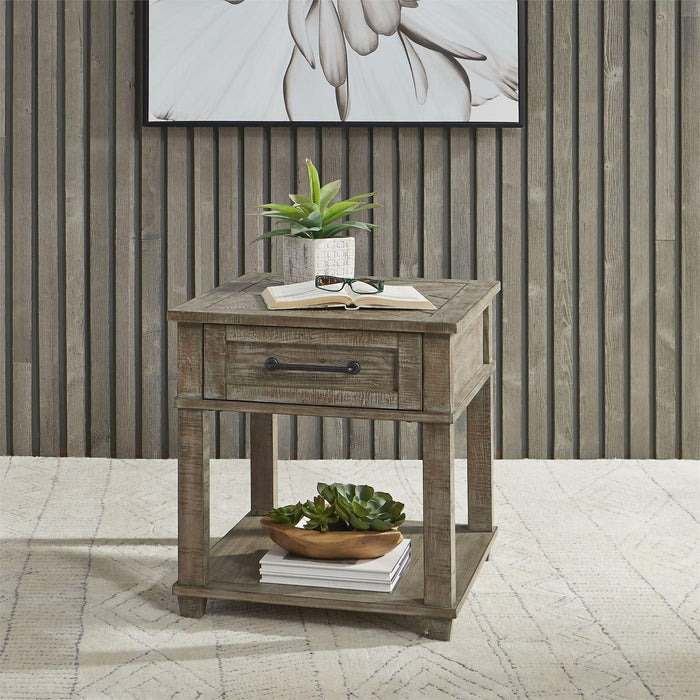 Liberty Parkland Falls Rectangular End Table in Weathered Taupe - Furniture World
