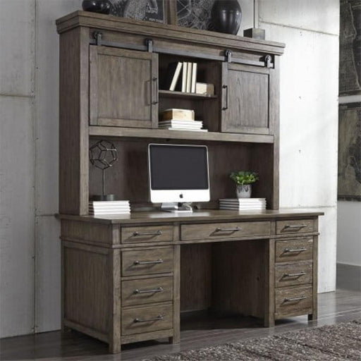 Liberty Sonoma Road Credenza with Hutch in Weather Beaten Bark - Furniture World