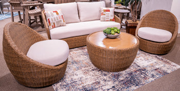 Double Point Outdoor Loveseat/2 Swivel Chairs (Set of 3) - Furniture World