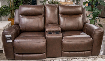 Gravier Power Reclining Loveseat with Console - Furniture World