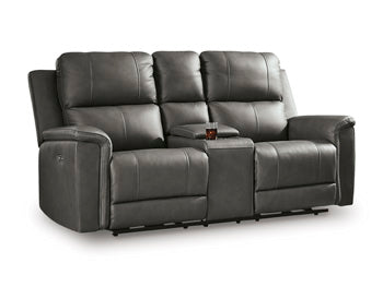 Bleckley Power Reclining Loveseat with Console - Furniture World