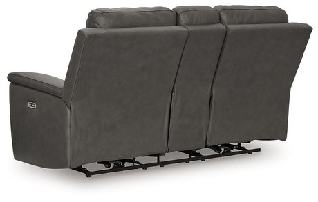 Bleckley Power Reclining Loveseat with Console - Furniture World