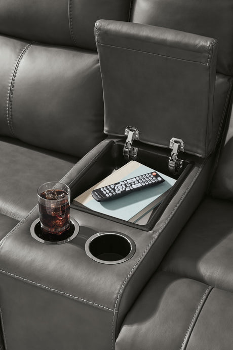 Bleckley Power Reclining Loveseat with Console - Furniture World