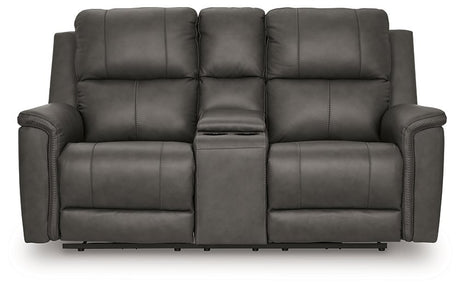 Bleckley Power Reclining Loveseat with Console - Furniture World
