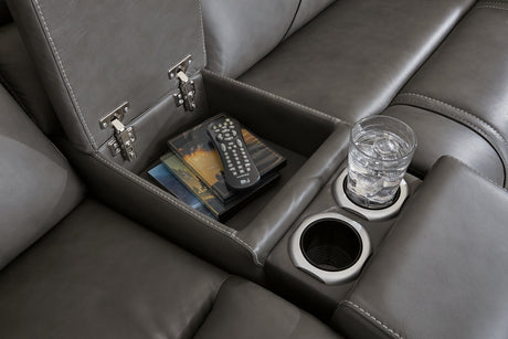 5Z - Pittson Power Reclining Sectional Loveseat with Console - Furniture World