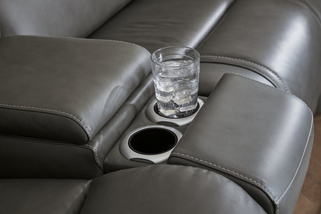 5Z - Pittson Power Reclining Sectional Loveseat with Console - Furniture World