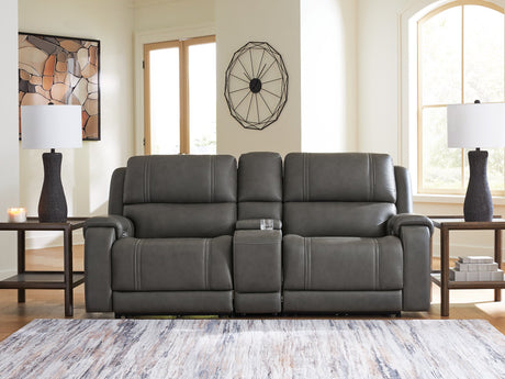 5Z - Pittson Power Reclining Sectional Loveseat with Console - Furniture World