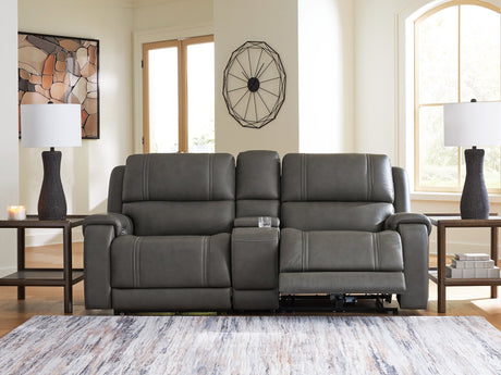 5Z - Pittson Power Reclining Sectional Loveseat with Console - Furniture World